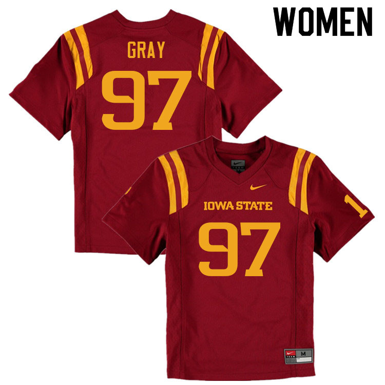 Iowa State Cyclones Women's #97 Jayden Gray Nike NCAA Authentic Cardinal College Stitched Football Jersey LM42E17HL